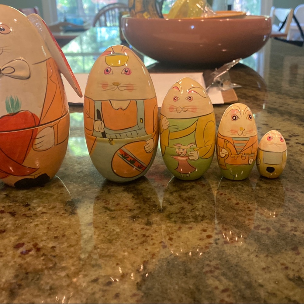 Hand-Painted Easter Bunny Nesting Dolls